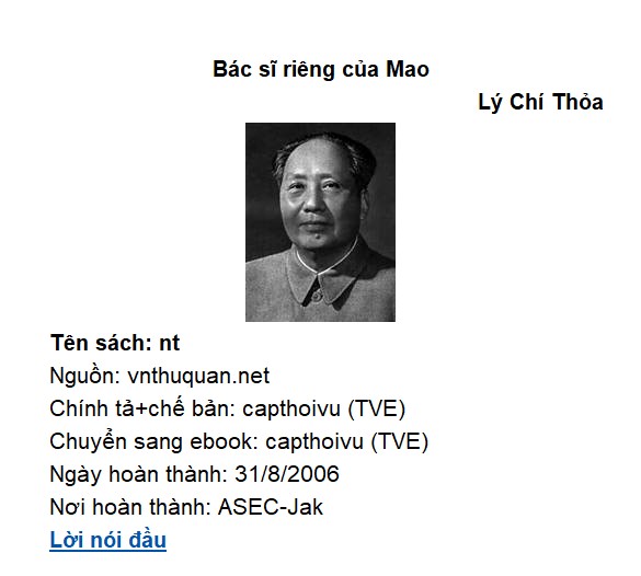 Lý Chí Thỏa - Bác sĩ riêng của Mao Trạch Đông