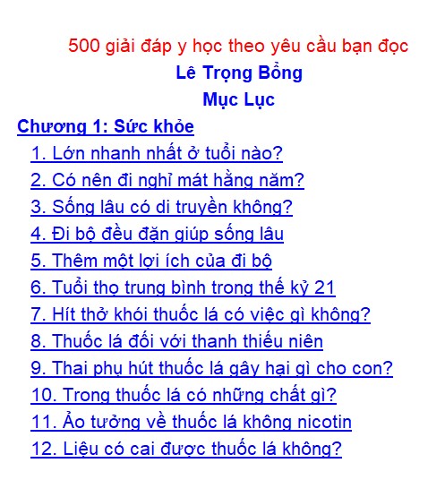 500 giải đáp y học theo yêu cầu bạn đọc - Lê Trọng Bổng