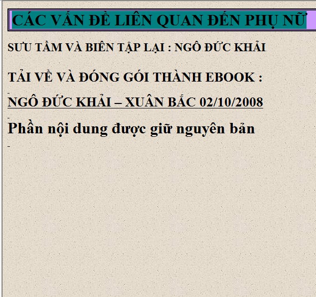 Các vấn đề liên quan sức khỏe phụ nữ Ngô Đức Khải