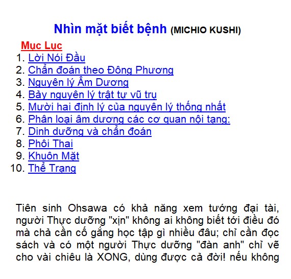 Nhìn mặt biết bệnh Michio kushi