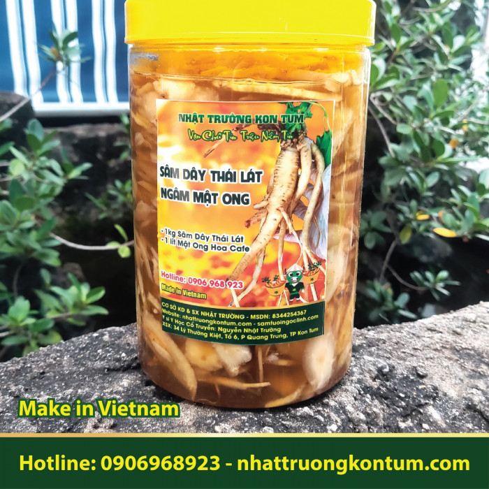 Sâm Dây Thái Lát Ngâm Mật Ong - Codonopsis with Honey - 1kg Sâm Dây Tươi + 1 lít Mật Ong Hoa Cafe